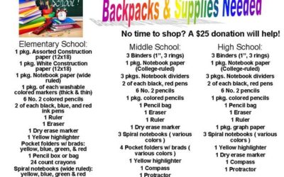 Back-to-School Donations Deadline is August 20th